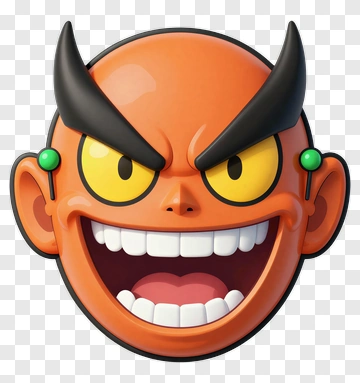 Cartoon Demon Face With Horns PNG