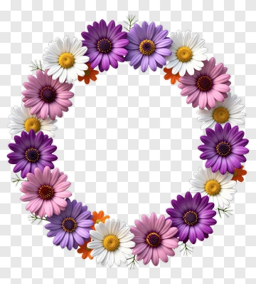 Colorful Floral Wreath PNG