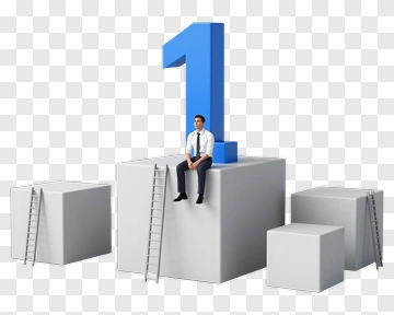 Businessman Sitting On A Podium With Number One PNG