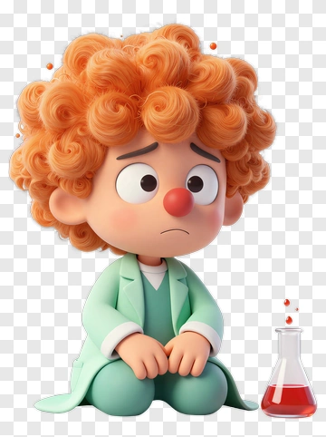 Cartoon Scientist Boy Sitting With A Beaker PNG