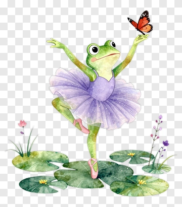 Ballet Frog Dancing With A Butterfly PNG