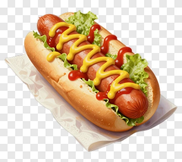 Hot Dog With Lettuce And Condiments PNG