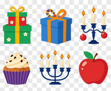 Colorful Gift Boxes And Cupcake With Candles PNG