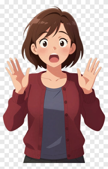 Surprised Woman With Open Hands PNG