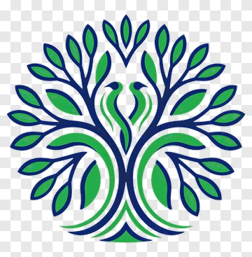 Stylized Tree With Leaves And Birds PNG