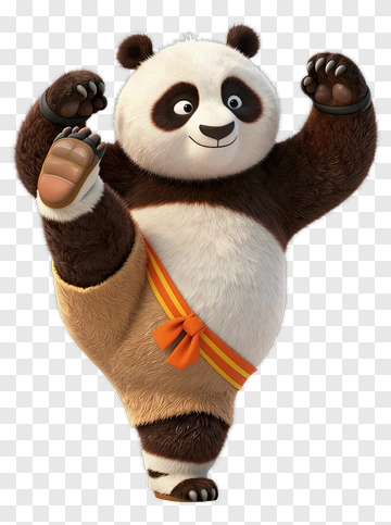 Cartoon Panda Kicking PNG