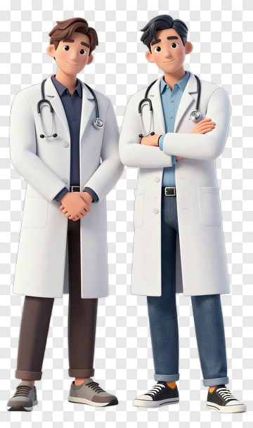 Cartoon Doctors Standing Together PNG