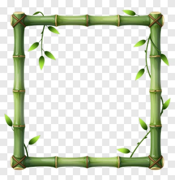 Bamboo Frame With Leaves PNG