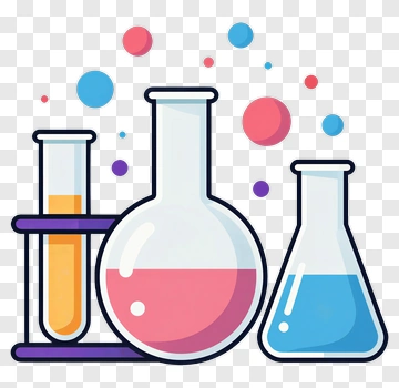 Colorful Laboratory Glassware With Bubbles PNG