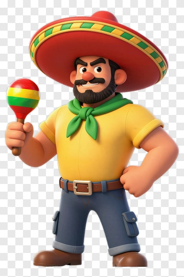 3D Mariachi Man Holding A Maraca PNG