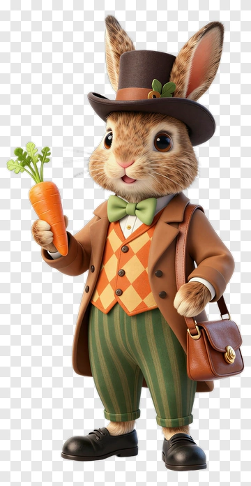Cartoon Rabbit Holding A Carrot PNG