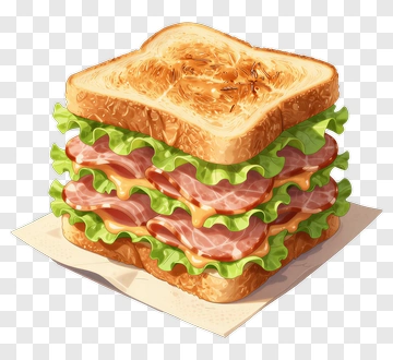 Delicious Sandwich With Layers Of Ham And Lettuce PNG