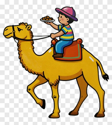 Cartoon Boy Riding A Camel PNG