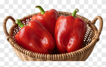 Basket Of Red Bell Peppers PNG
