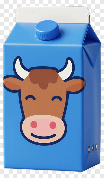 Cartoon Milk Carton With Cow Face PNG
