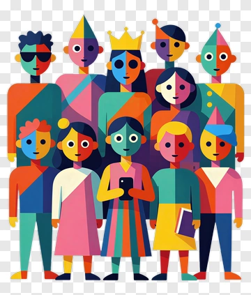 Colorful Cartoon Group Of People PNG