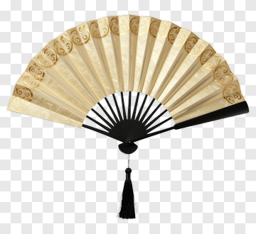 Decorative Folding Fan With Tassel PNG