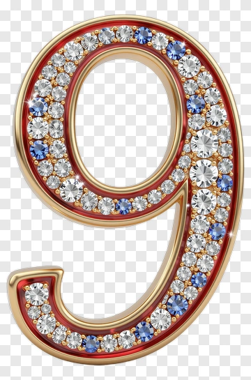 Decorative Number 9 With Gems PNG