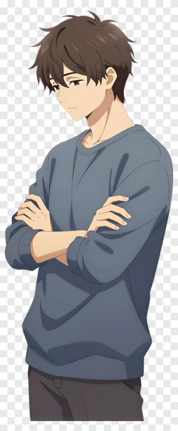 Anime Boy Standing With Arms Crossed PNG