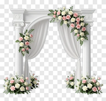 Wedding Arch With Floral Decorations PNG