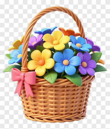 Colorful Flower Basket PNG