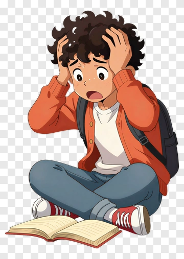 Worried Student Sitting On The Floor With A Book PNG
