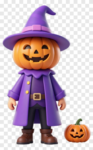 Cartoon Pumpkin Character With A Halloween Pumpkin PNG