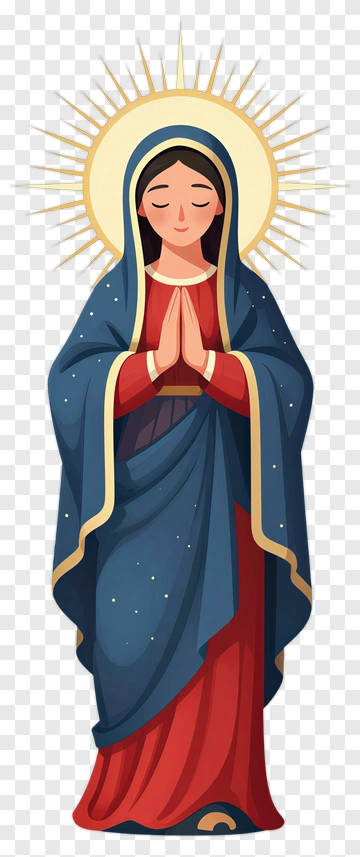 Praying Woman In Blue And Red Robe PNG