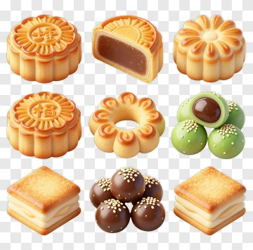 Assorted Mooncakes And Pastries PNG