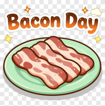 Bacon Day Celebration With Bacon On A Plate PNG