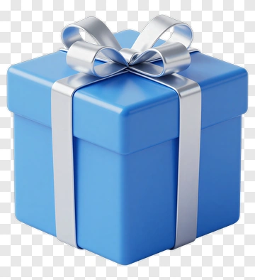 Blue Gift Box With Silver Ribbon PNG