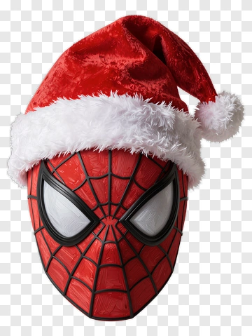 Spider-Man Mask Wearing A Santa Hat PNG