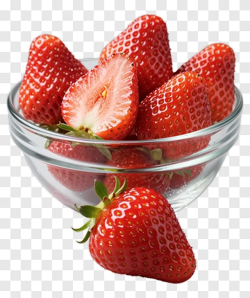 Fresh Strawberries In A Glass Bowl PNG