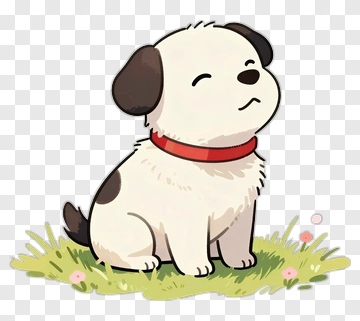 Cartoon Dog Sitting In Grass PNG