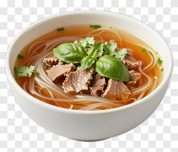 Bowl Of Pho With Beef And Basil PNG