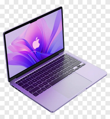 Purple Laptop With Apple Logo PNG