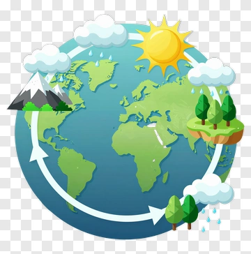 Colorful Earth With Sun And Weather Elements PNG