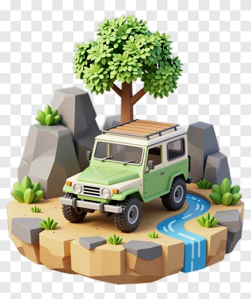 3D Off-Road Vehicle In A Natural Landscape PNG