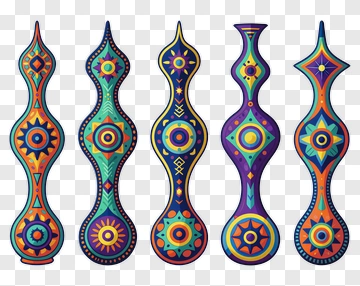 Colorful Decorative Vases PNG