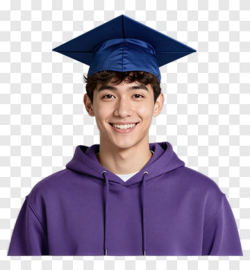 Happy Graduate Wearing A Blue Cap PNG