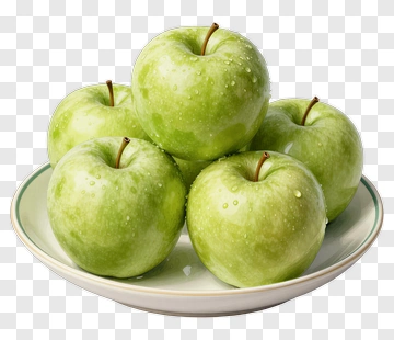 Green Apples On A Plate PNG