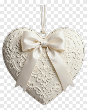 Elegant Heart Shaped Ornament With Bow PNG