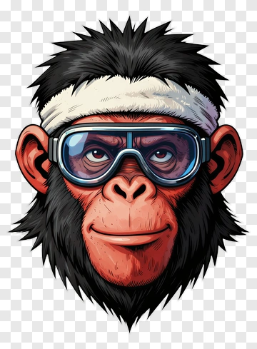 Cartoon Monkey Wearing Goggles PNG