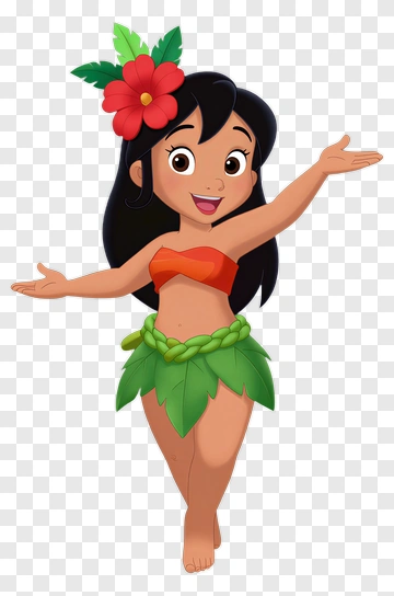 Cartoon Girl In Tropical Outfit PNG