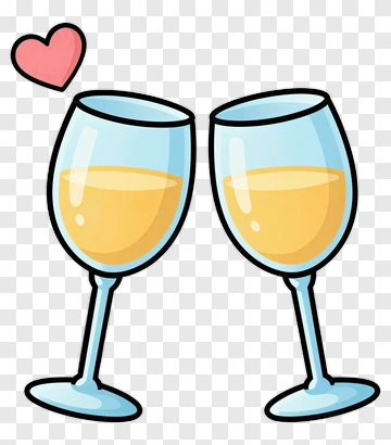 Cartoon Wine Glasses Clinking With Heart PNG