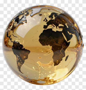 Golden Globe With Map Of The World PNG