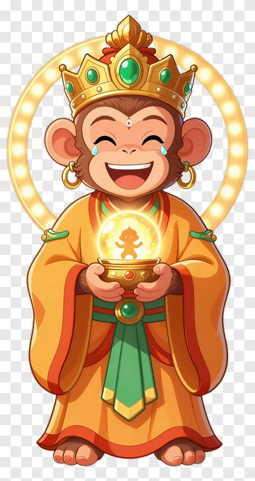 Cartoon Monkey Holding A Magical Bowl PNG