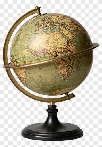 Vintage Globe On Black Stand PNG