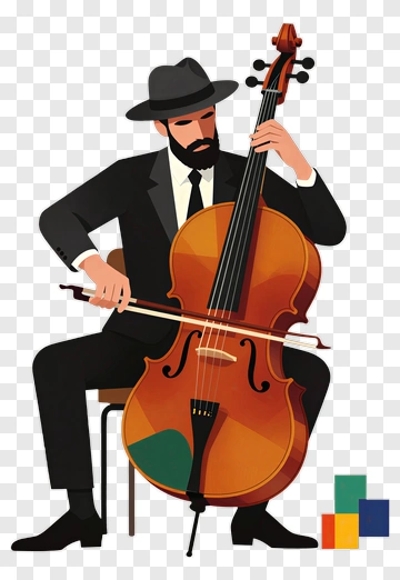 Musician Playing A Cello PNG
