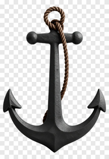 Black Anchor With Rope PNG